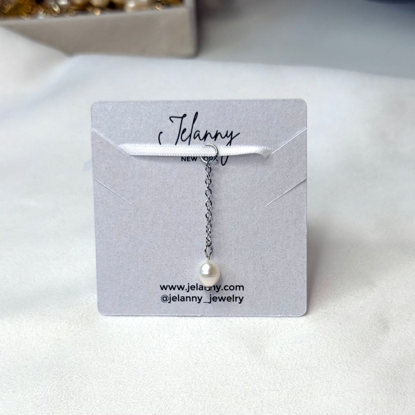Rice pearl chain charm 1 pc