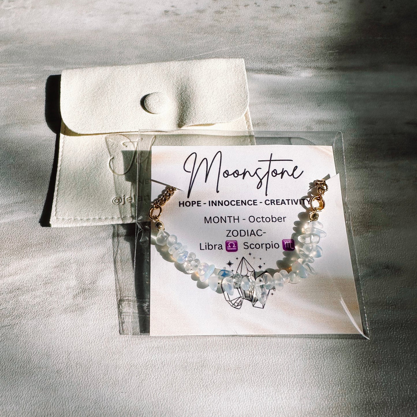 Birthstone bracelet - October - MOONSTONE