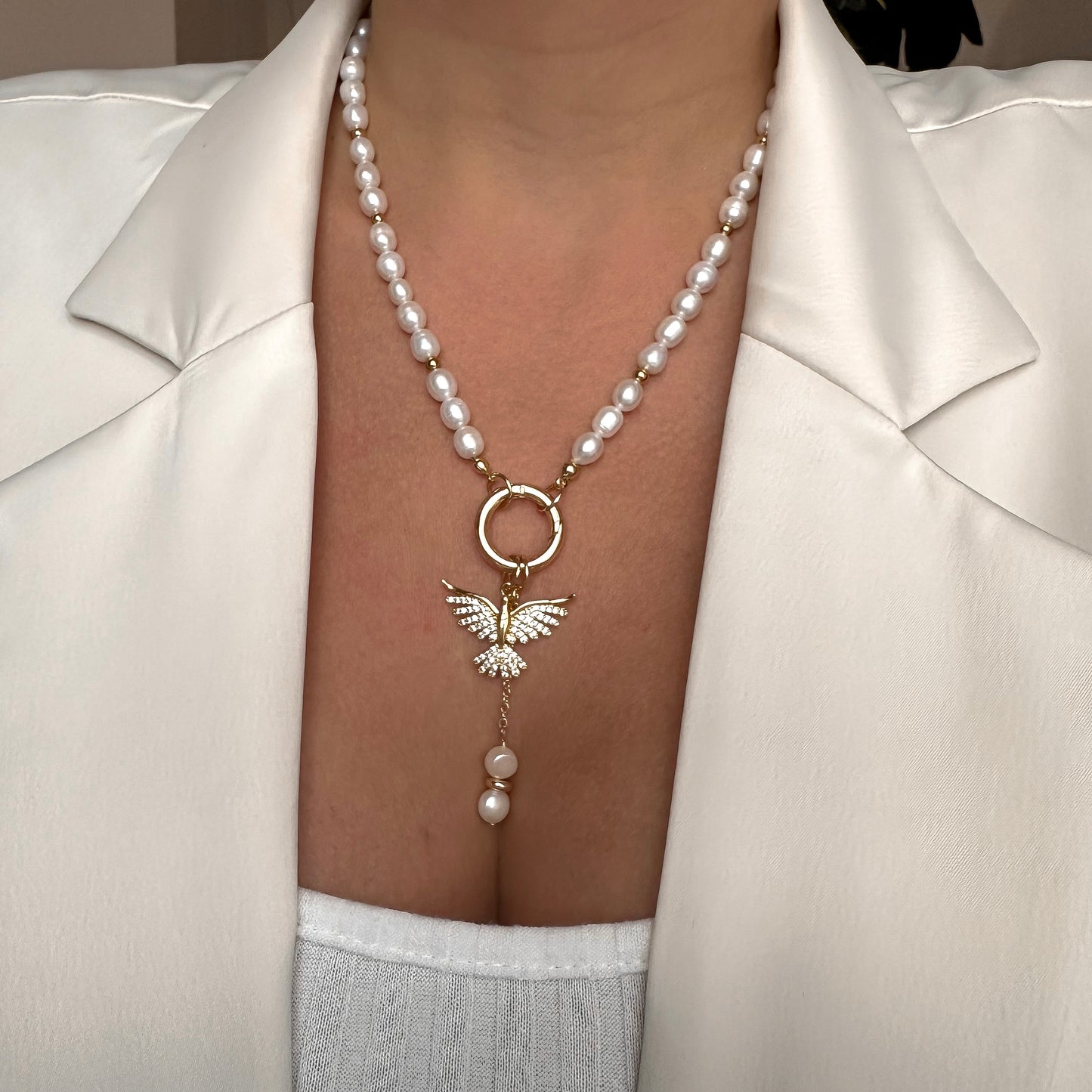 Necklace with paradise bird pendant (gold plated)