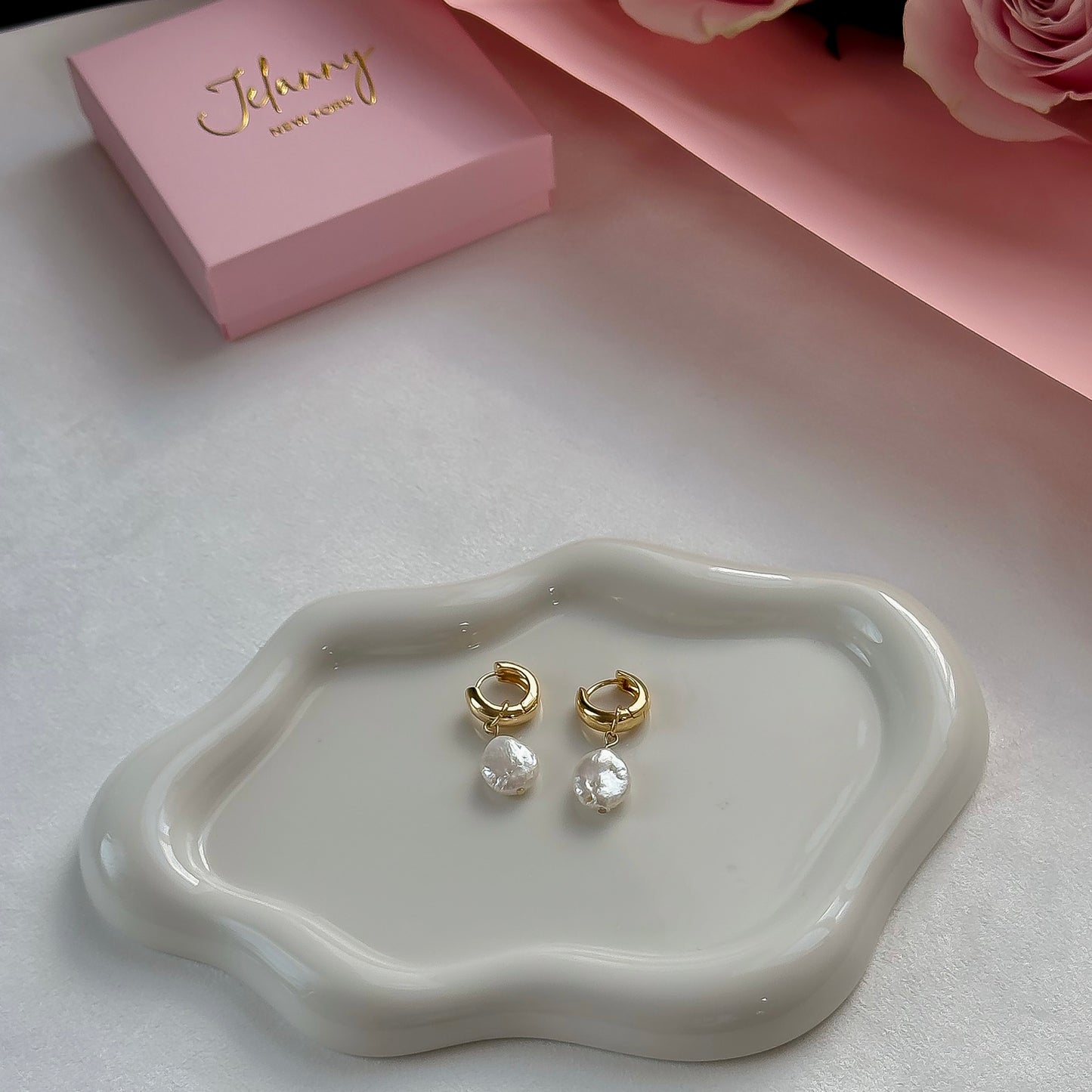 Gold Coin Pearl Interchangeable Pendant Earrings