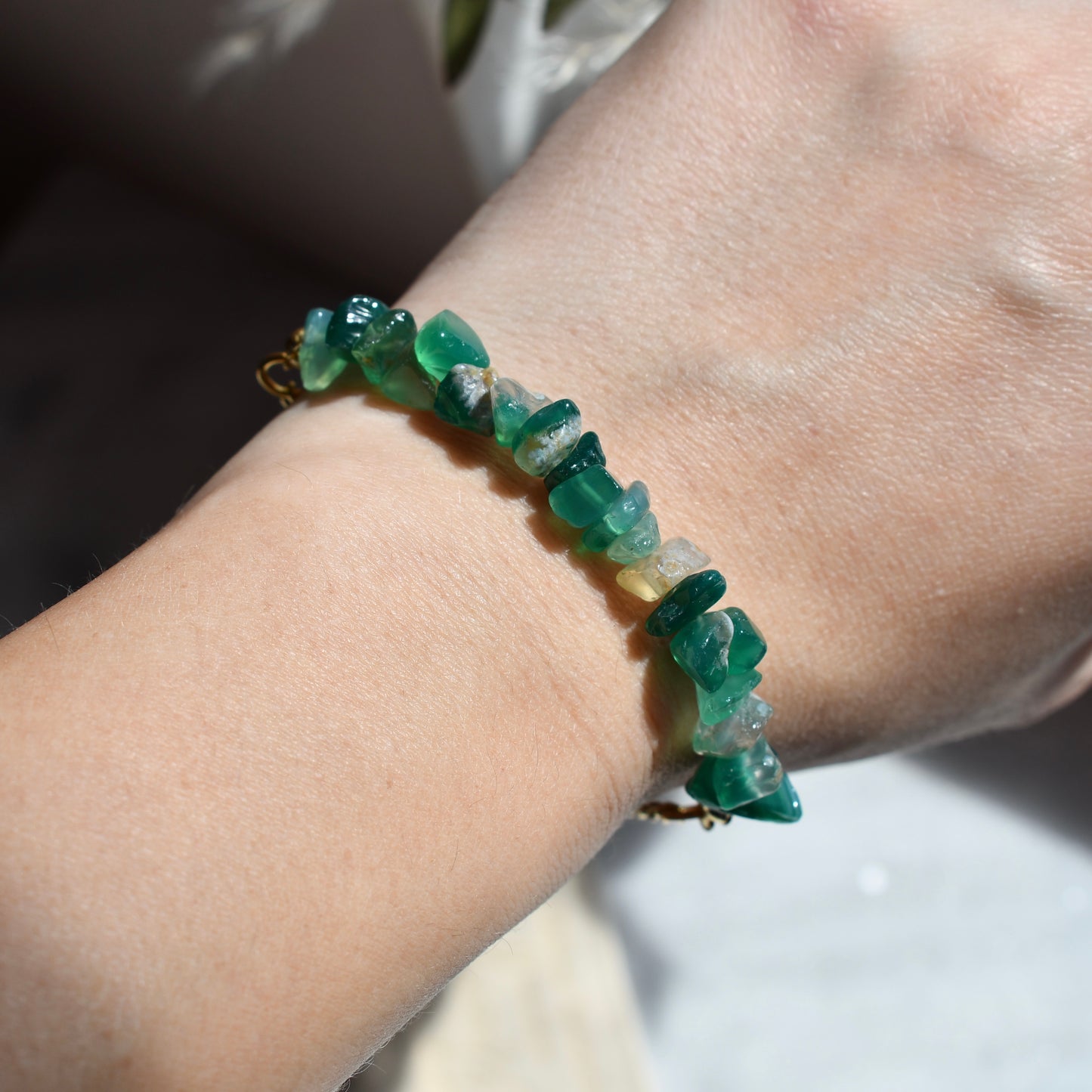Birthstone bracelet - May - GREEN AGATE