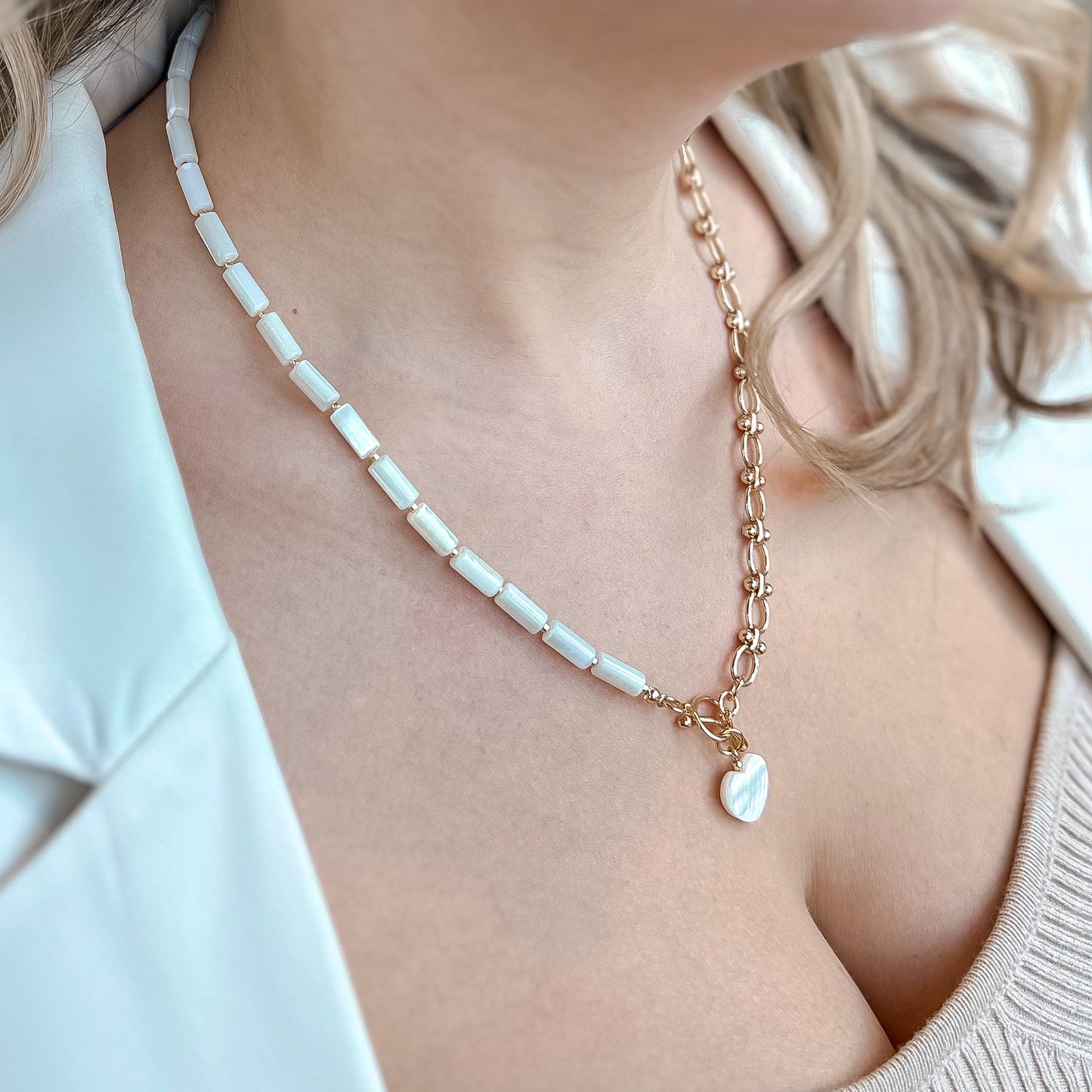 White heart earrings