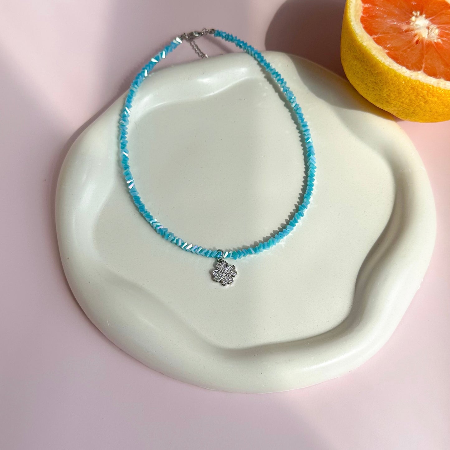 Triangle crystal beads chokers