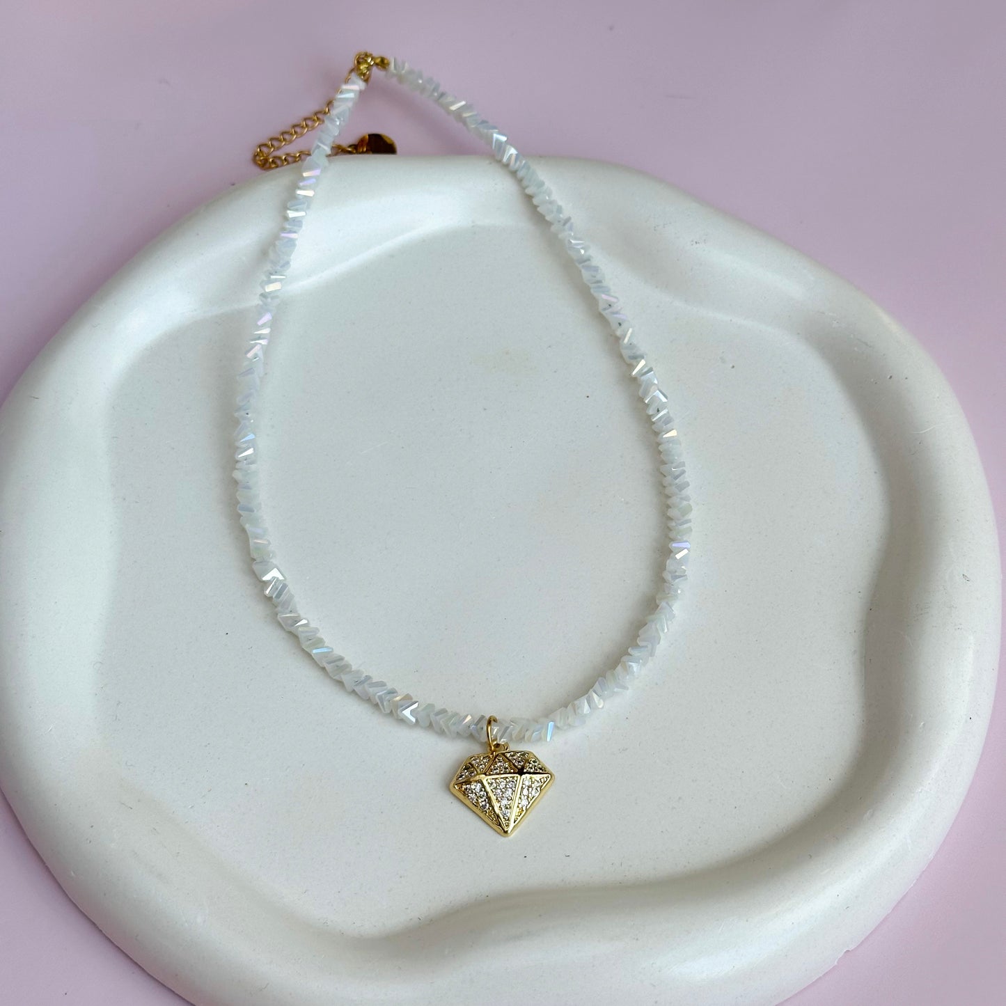 Triangle crystal beads chokers