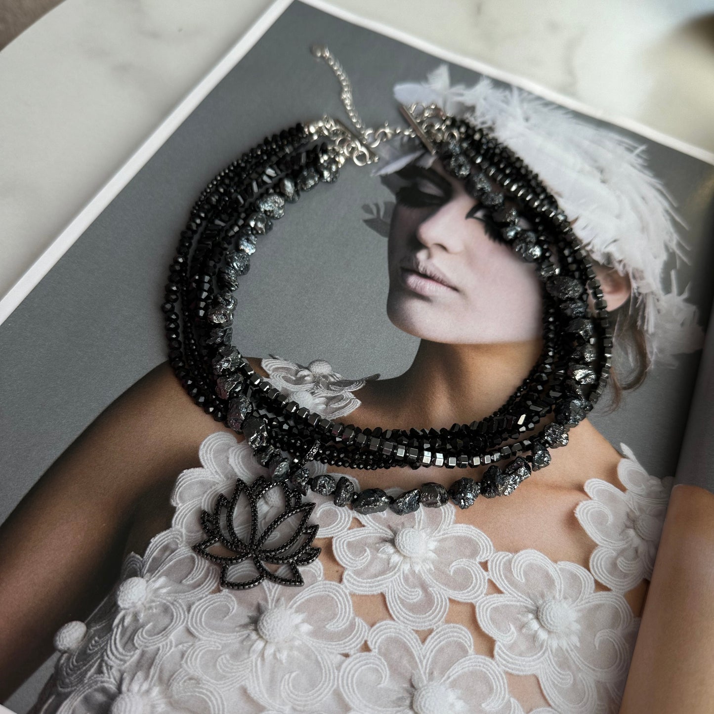 Black lotus necklace