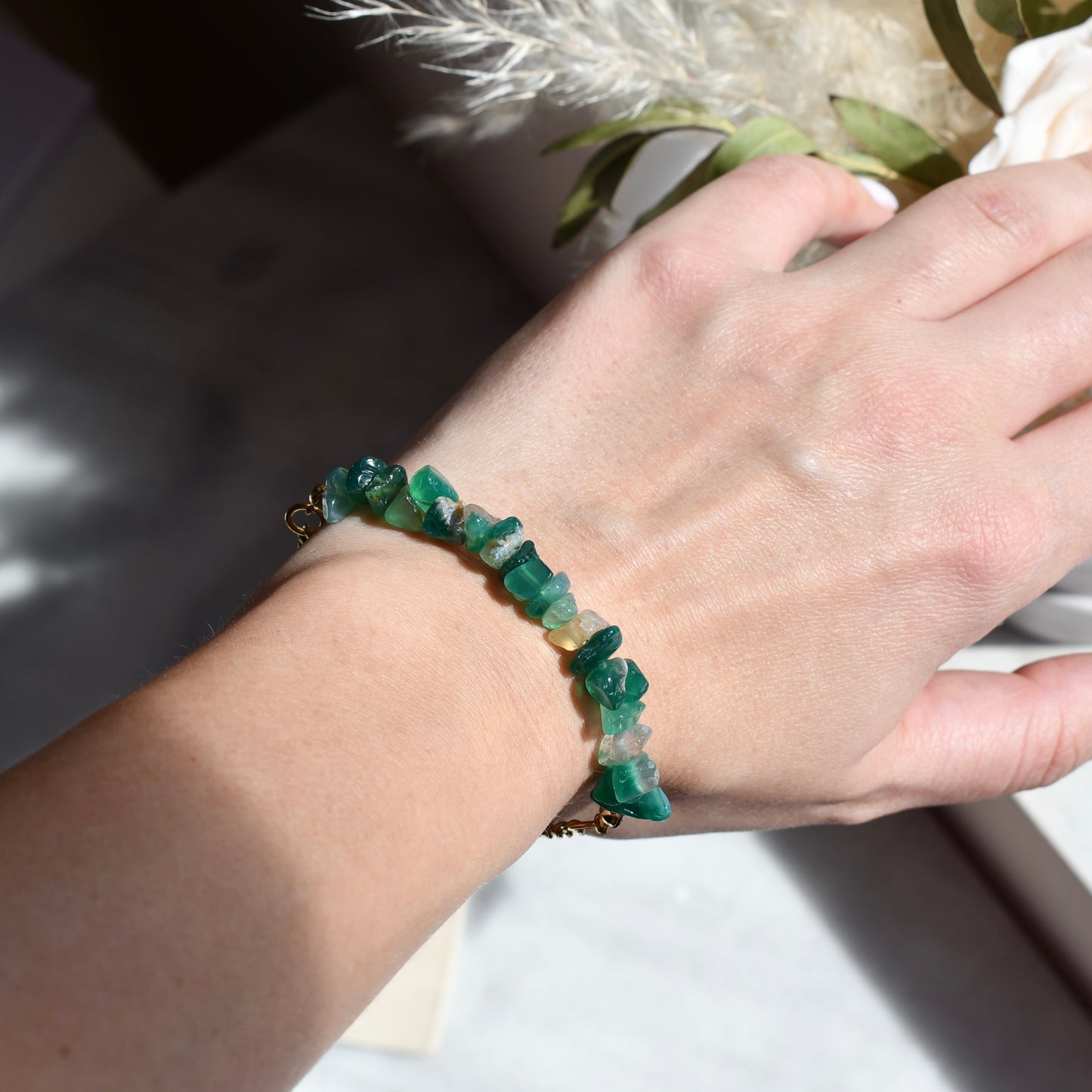 Birthstone bracelet - May - GREEN AGATE