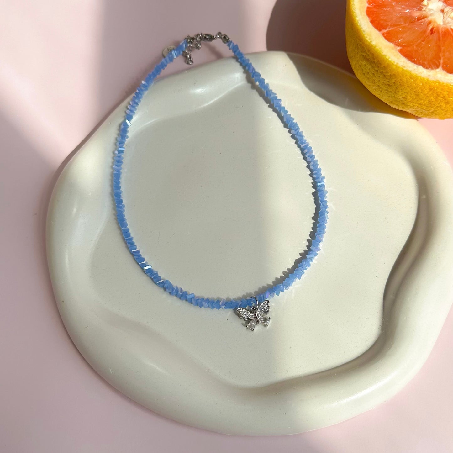 Triangle crystal beads chokers