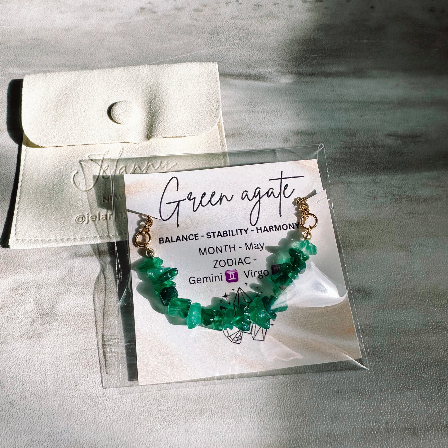 Birthstone bracelet - May - GREEN AGATE