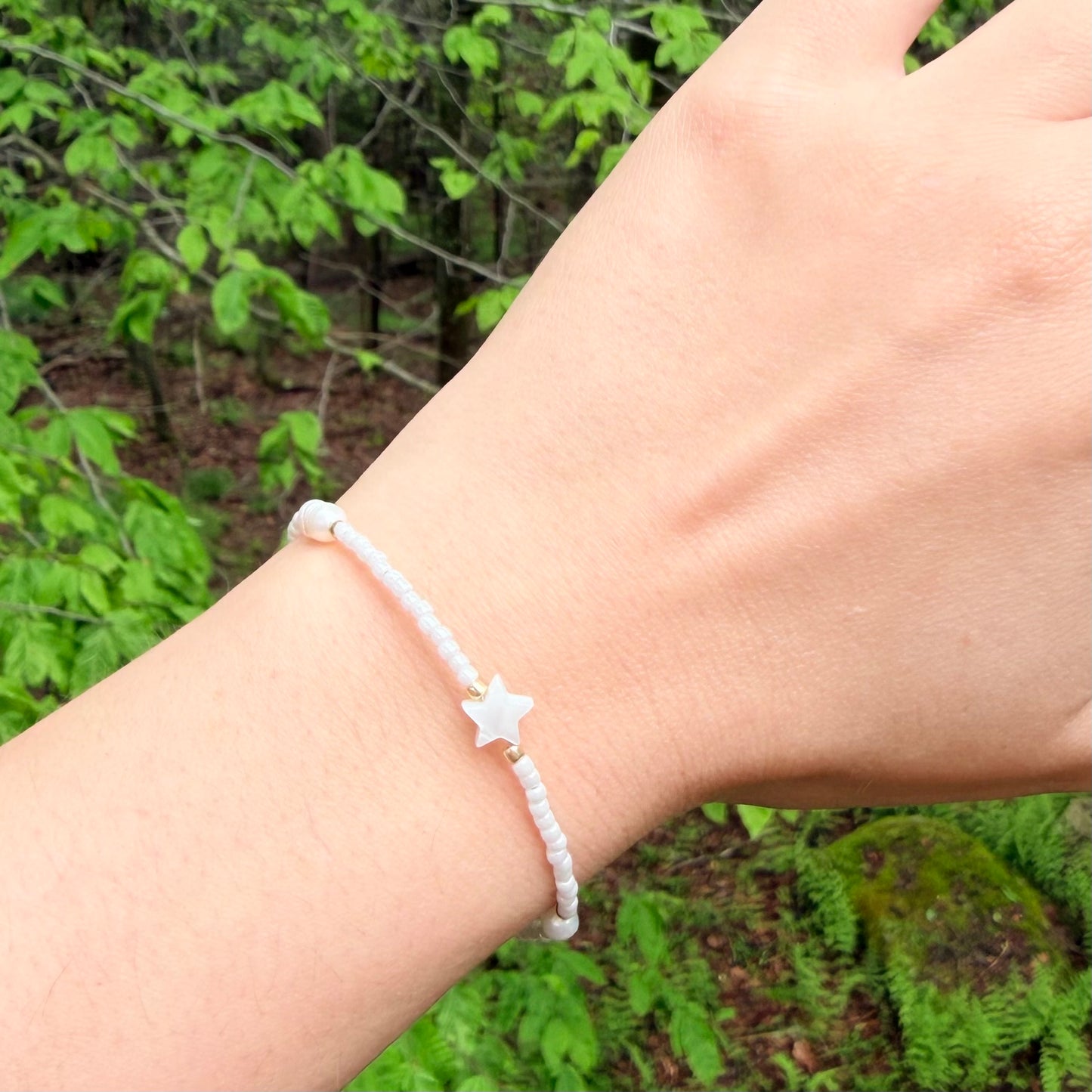 White seed beads bracelet