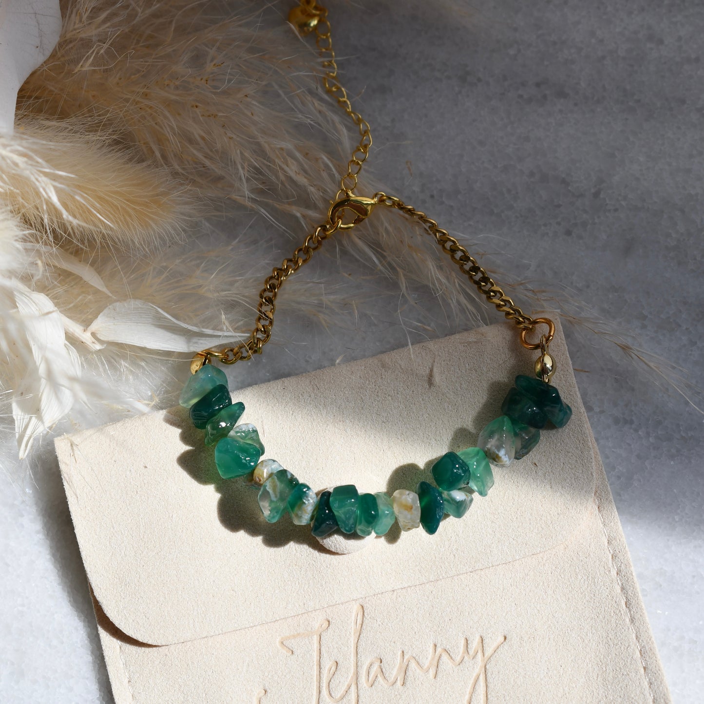 Birthstone bracelet - May - GREEN AGATE