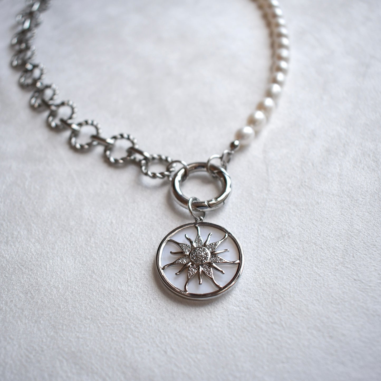 Necklace with front clasp + Sun interchangeable charm
