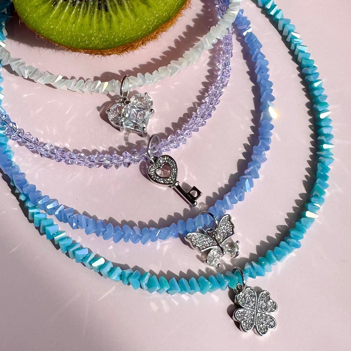 Triangle crystal beads chokers