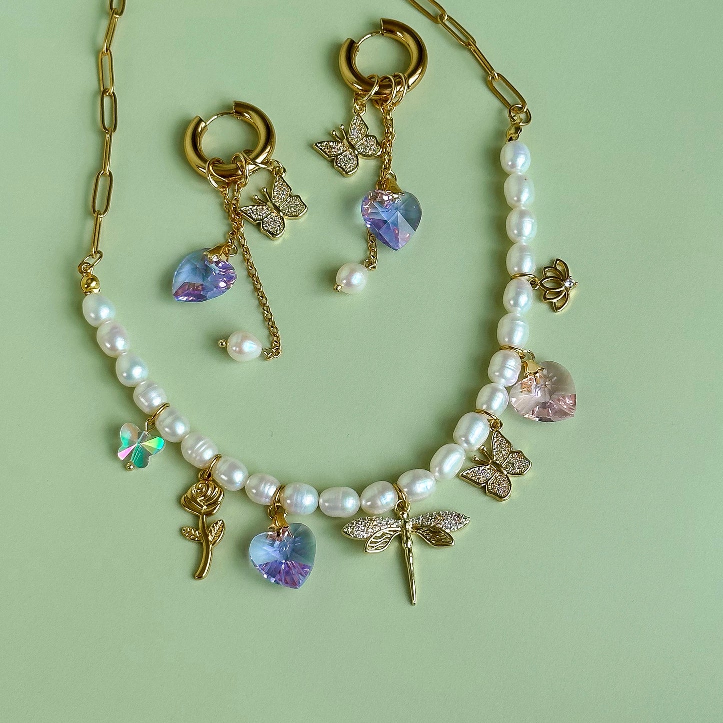 Dragonfly & butterfly necklace