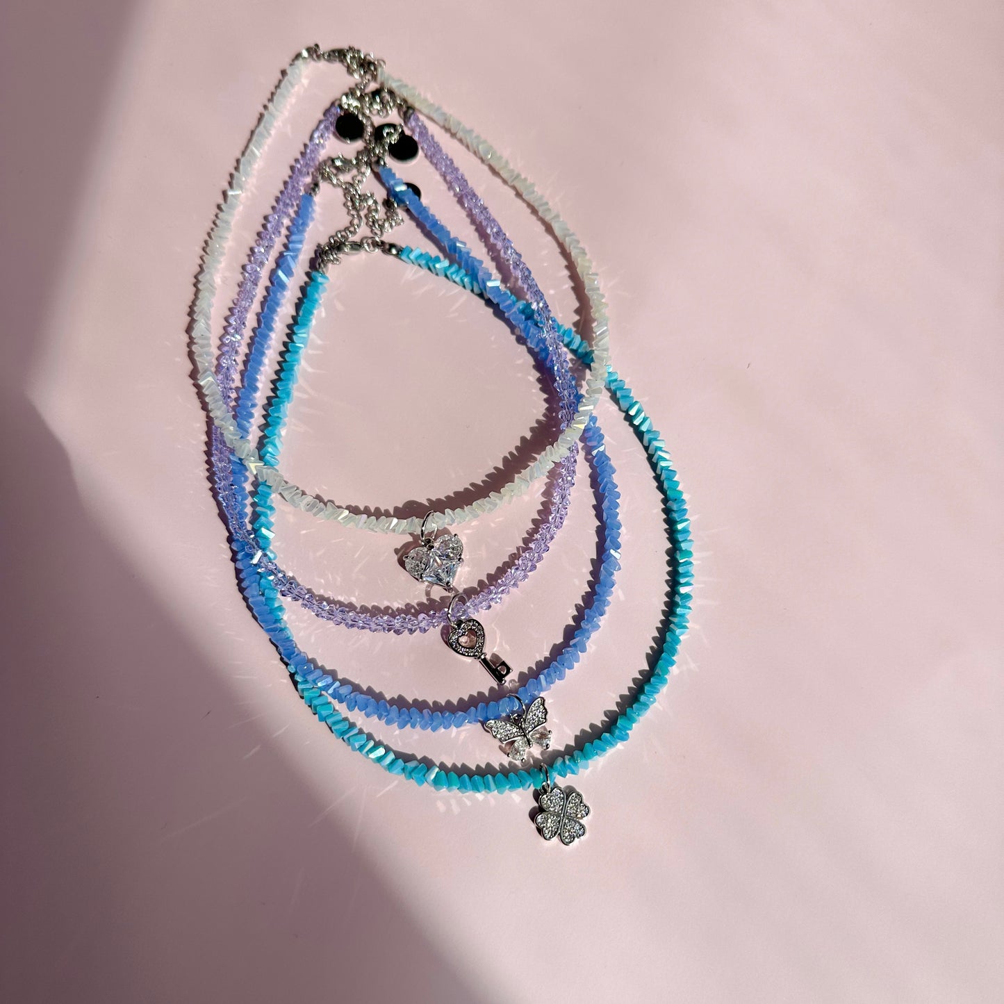 Triangle crystal beads chokers