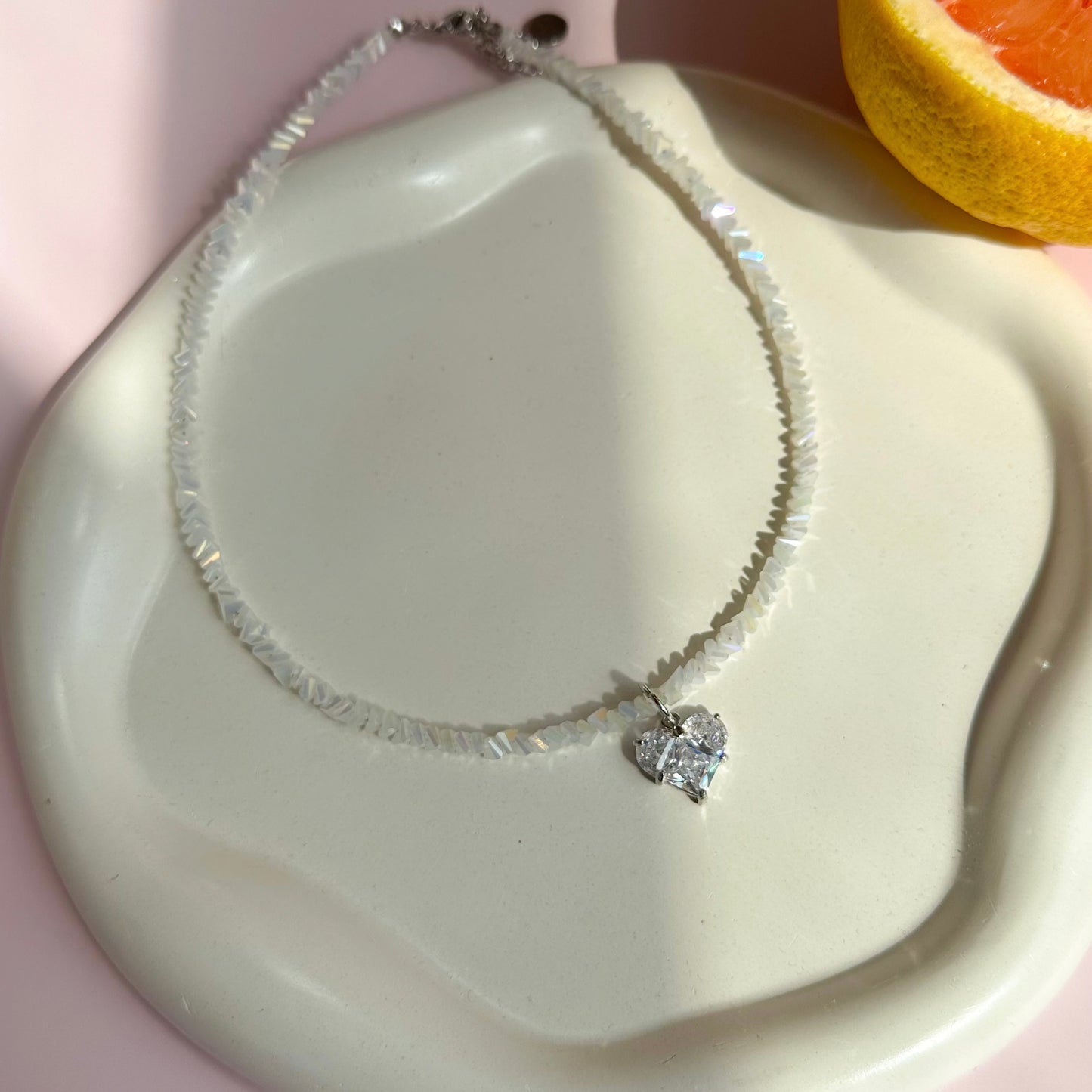 Triangle crystal beads chokers