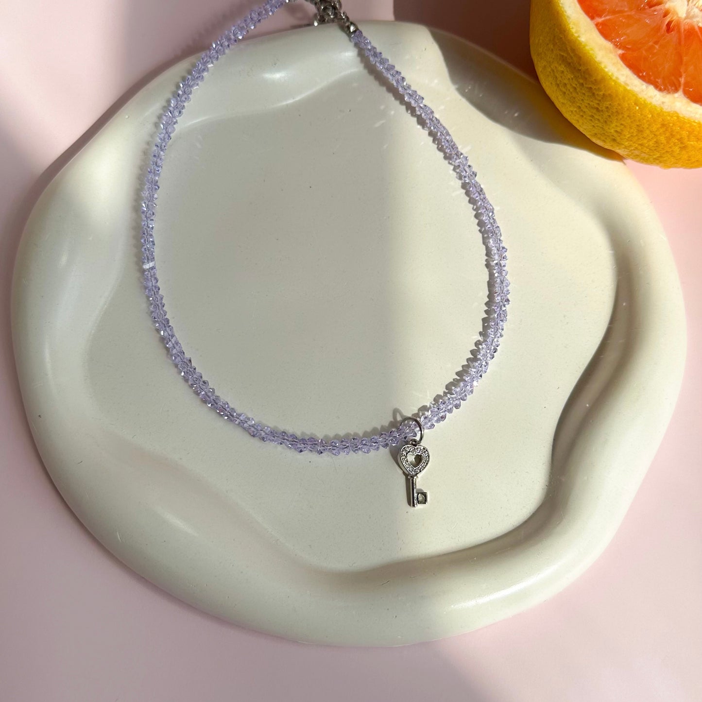 Triangle crystal beads chokers