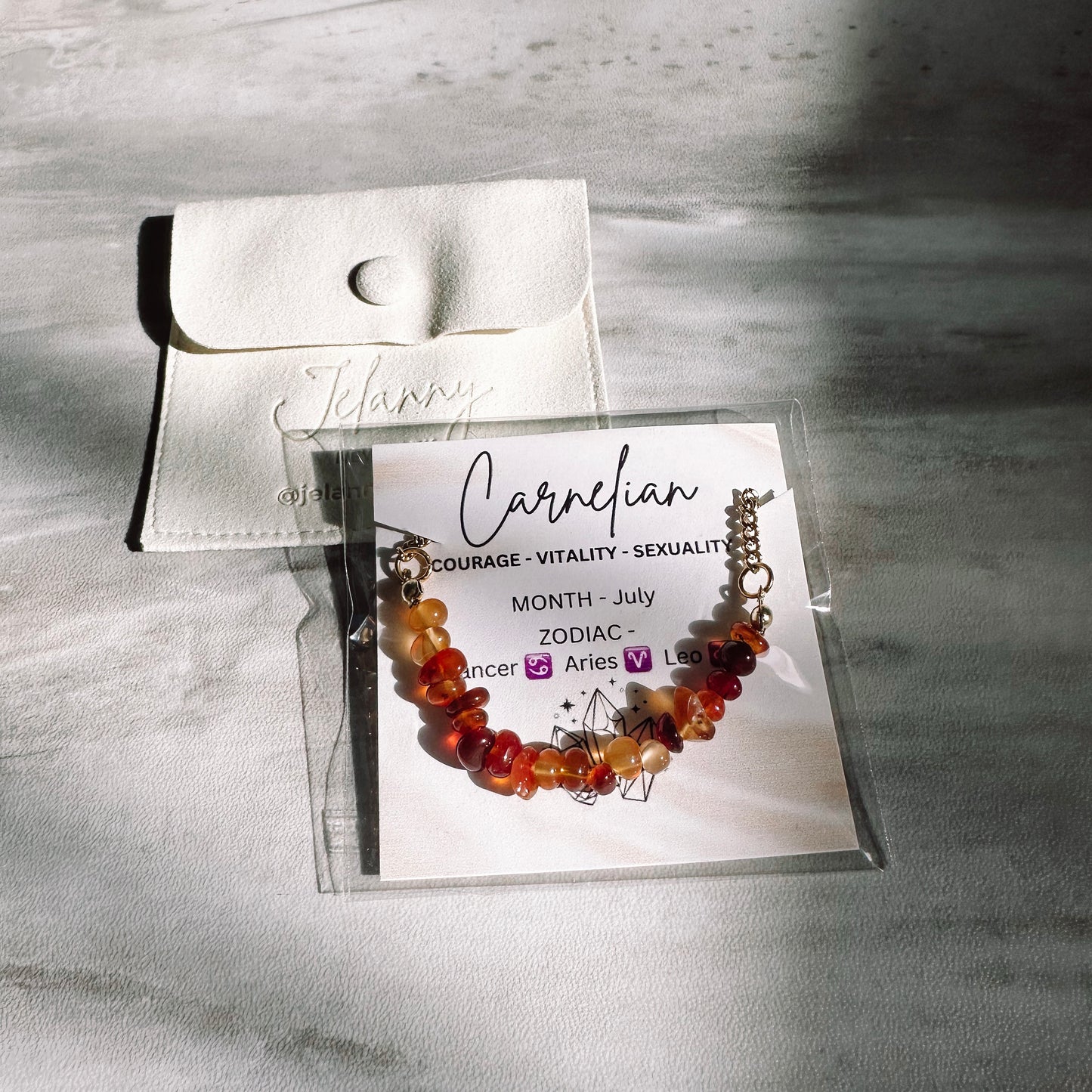 Birthstone bracelet - July - CARNELIAN