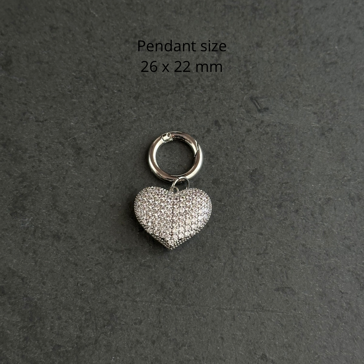 Necklace charm (large crystal heart)