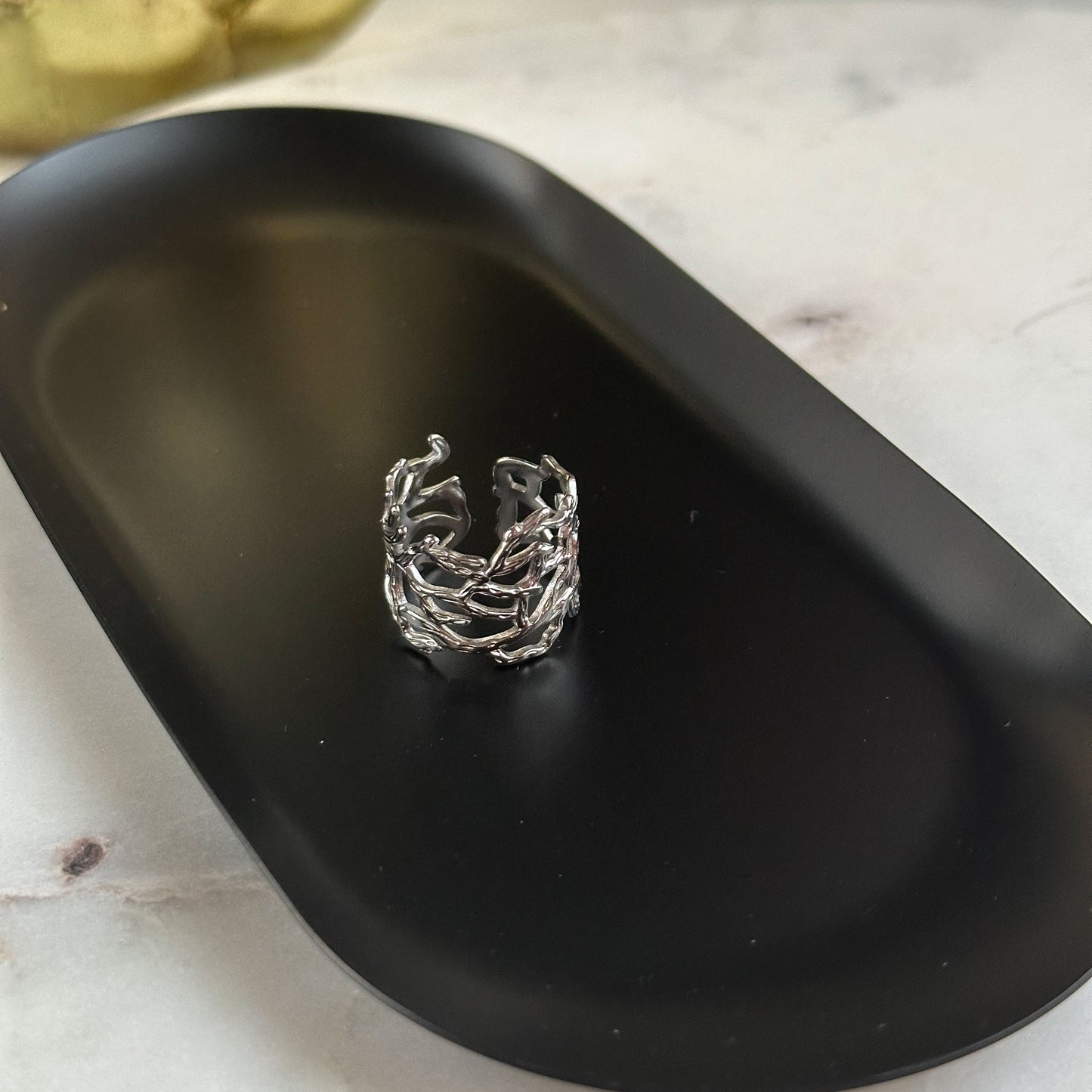 Rhodium plated ring
