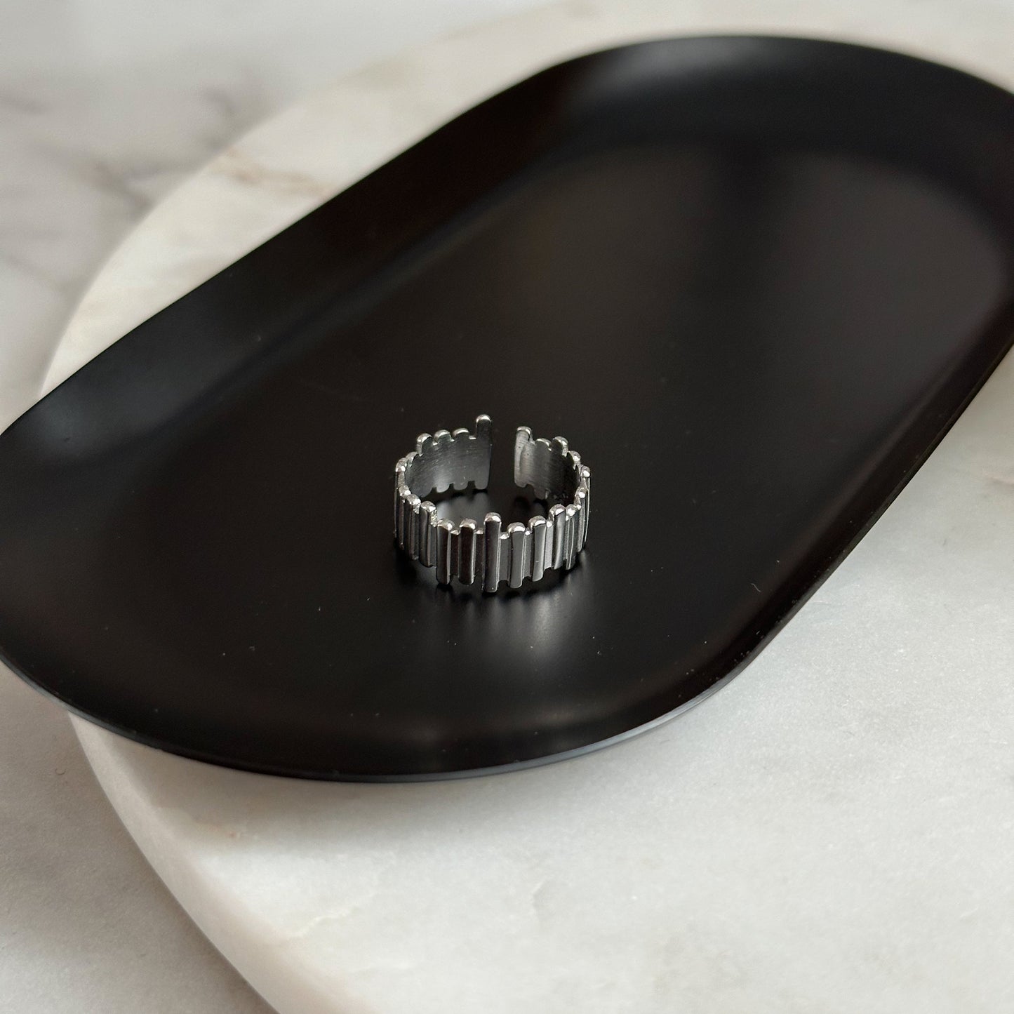 Rhodium plated ring
