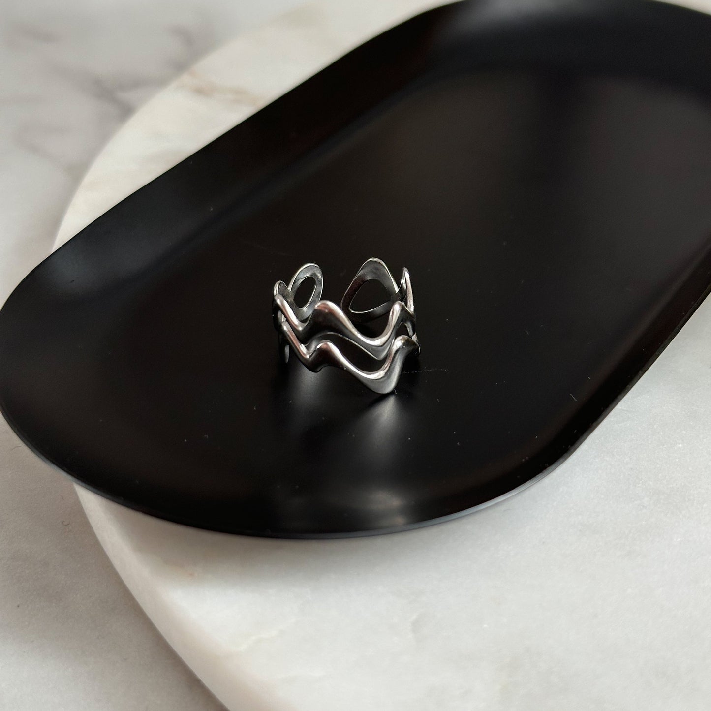 Silver wave ring