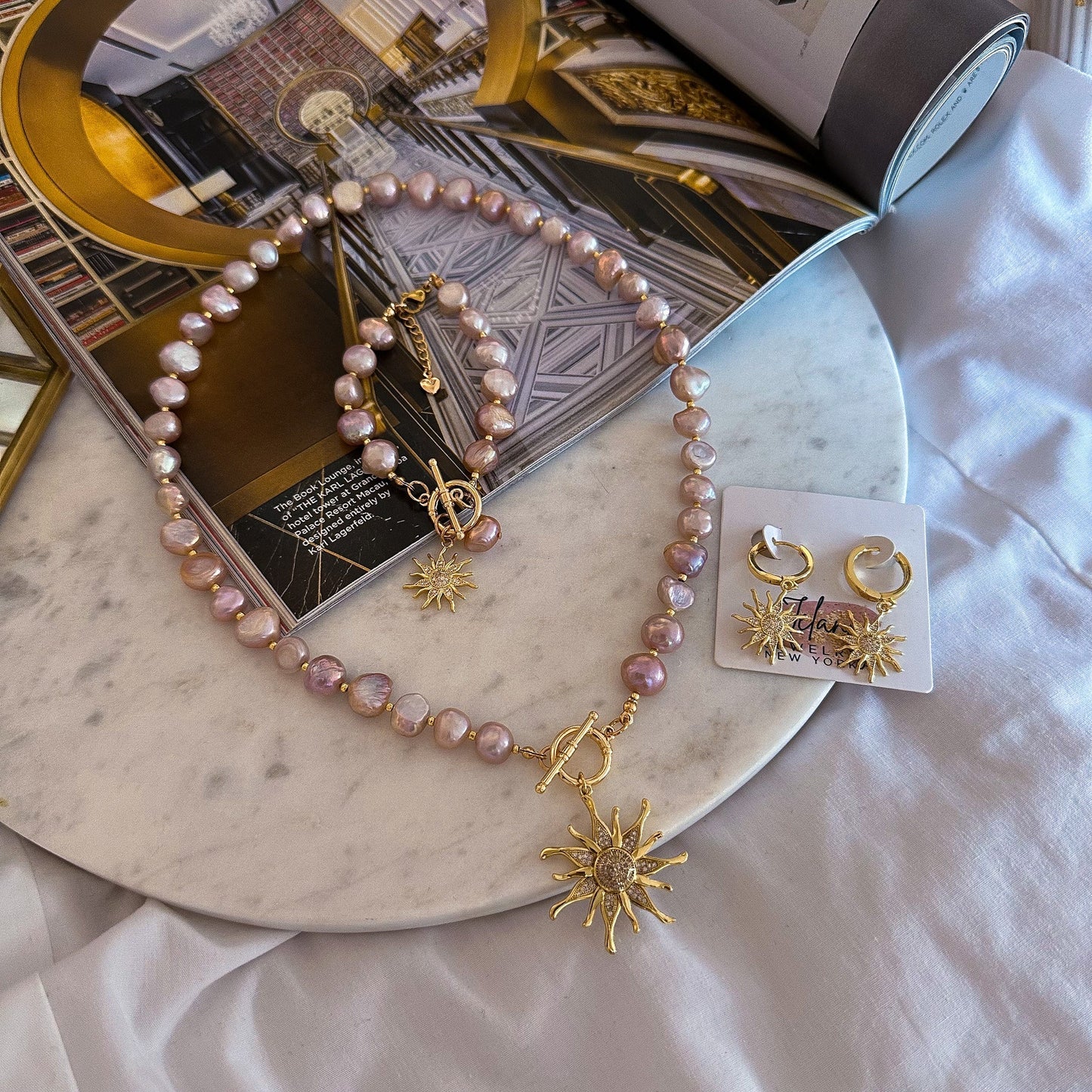 Pink pearl earrings