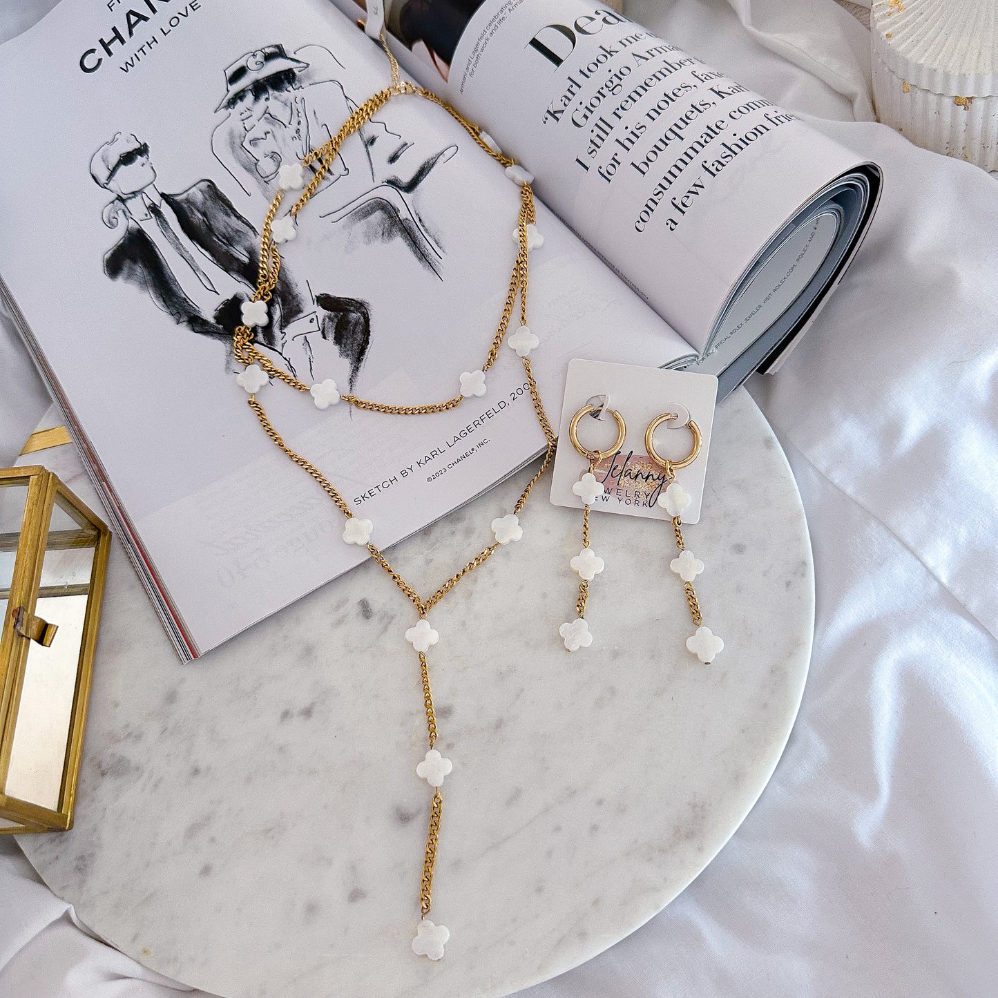 White clover layered necklace