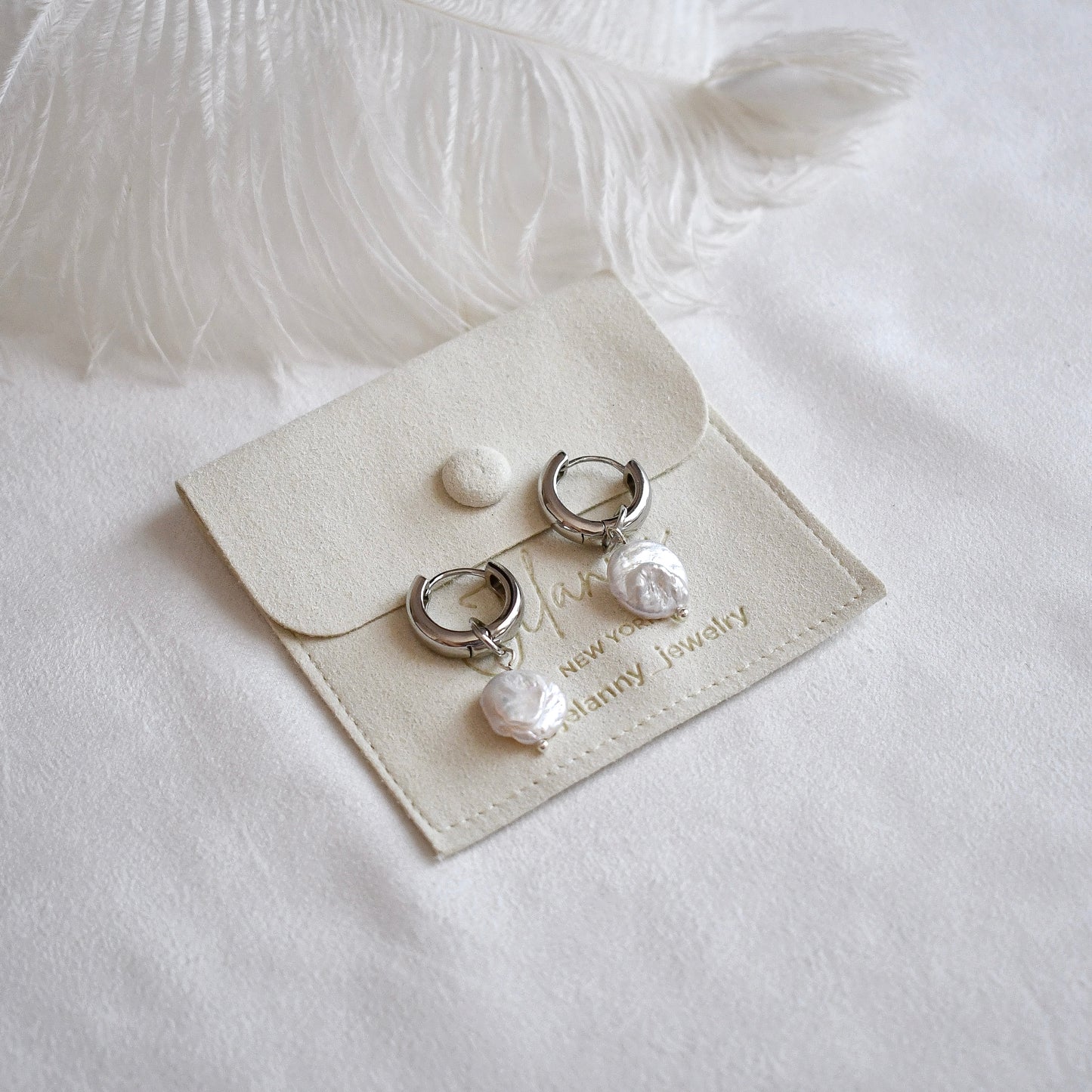 Silver Coin Pearl Interchangeable Pendant Earrings – Minimalist Pearl Jewelry Gift