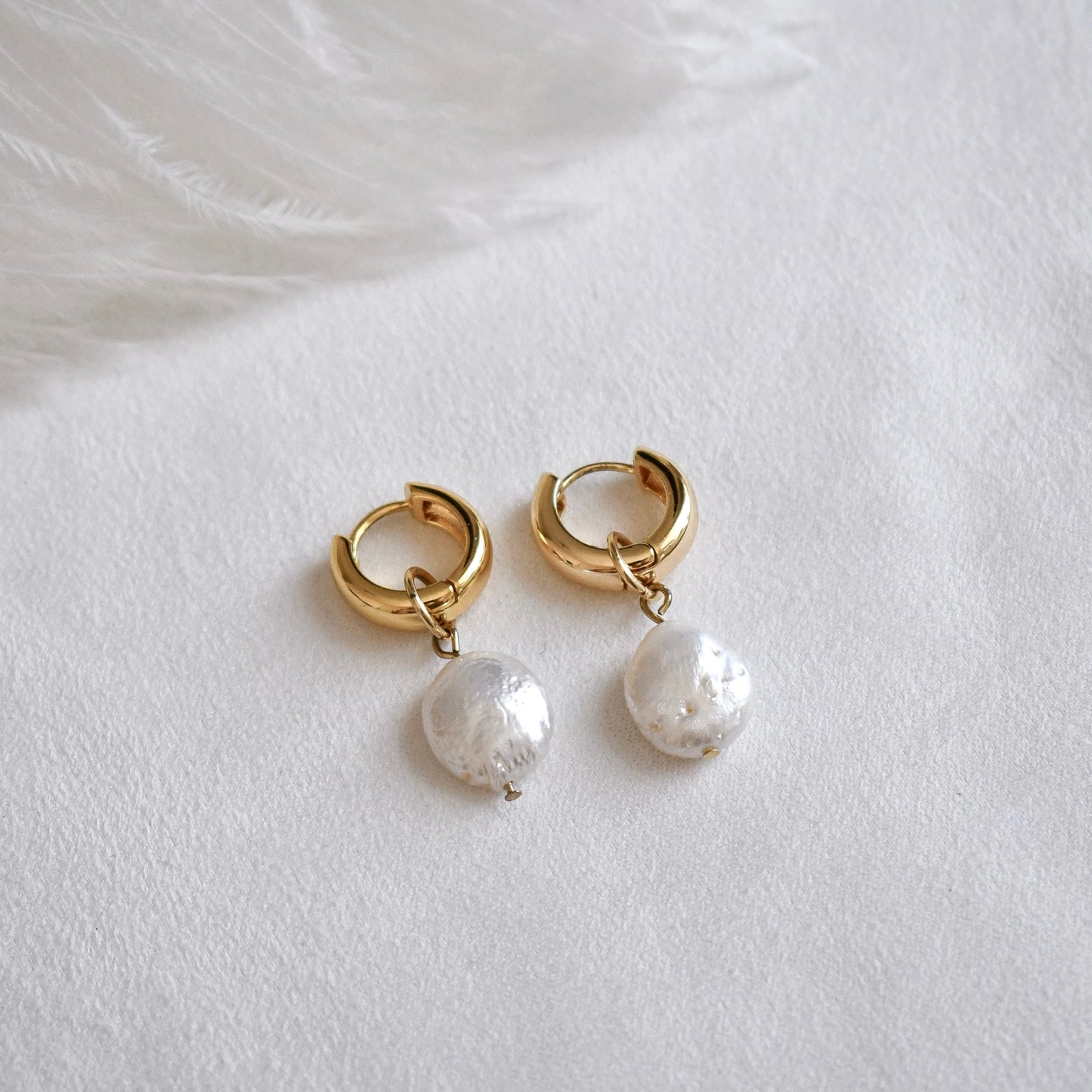 Gold Coin Pearl Interchangeable Pendant Earrings