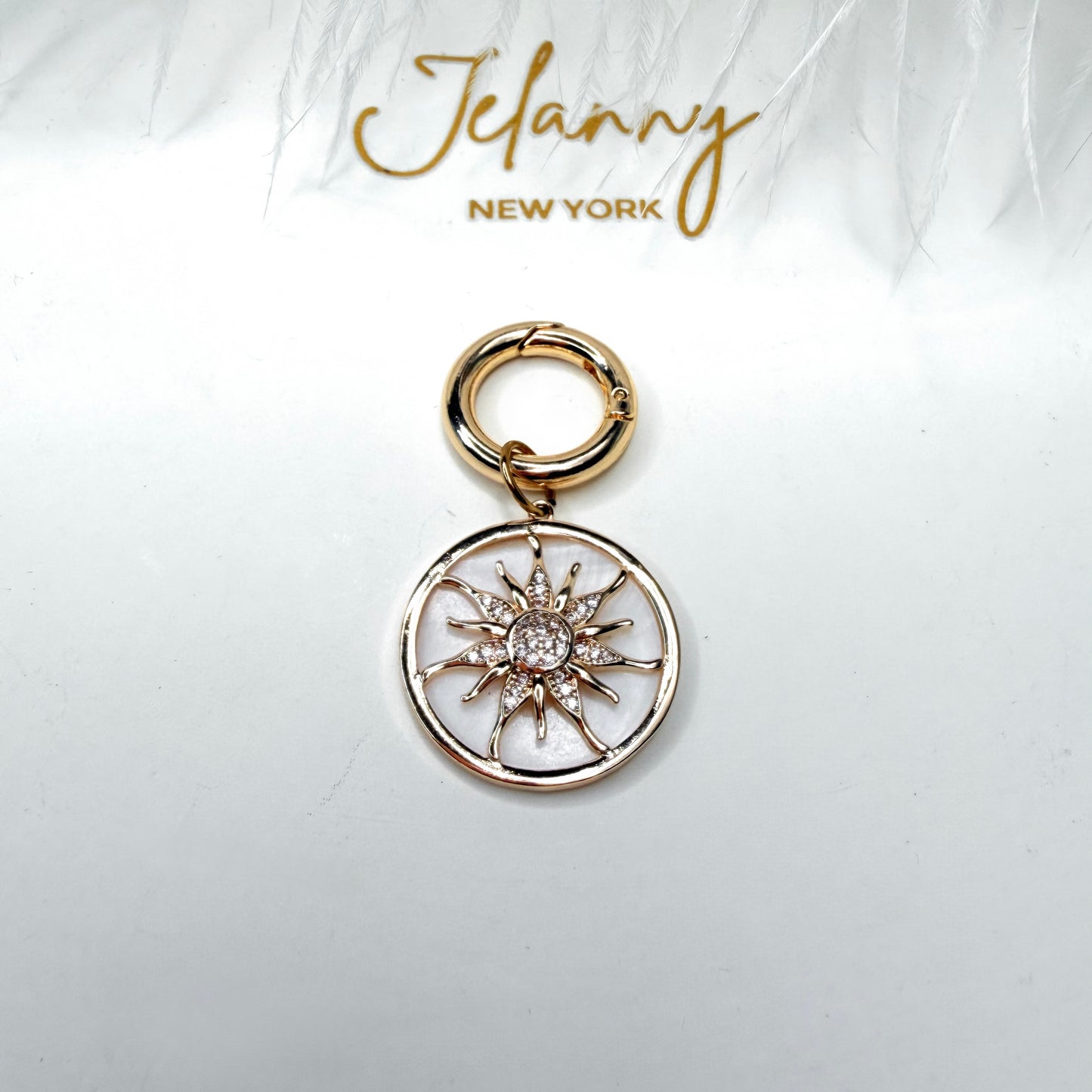 Sun on mother-of-pearl base charm 1 pc