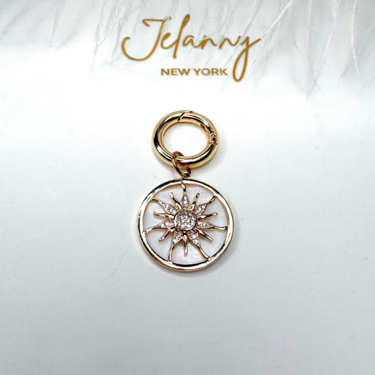 Sun on mother-of-pearl base charm 1 pc