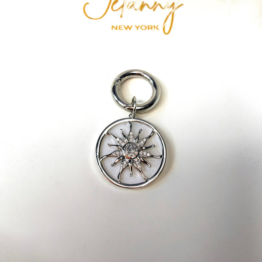 Sun on mother-of-pearl base charm 1 pc