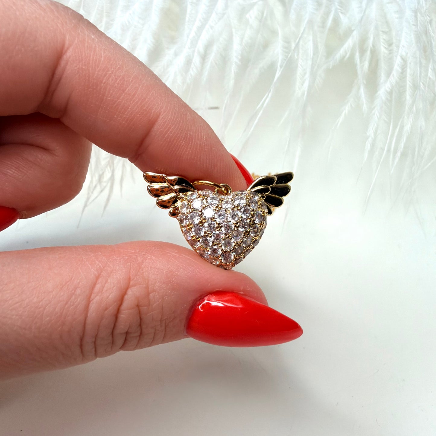 Heart with wings charm 1 pc