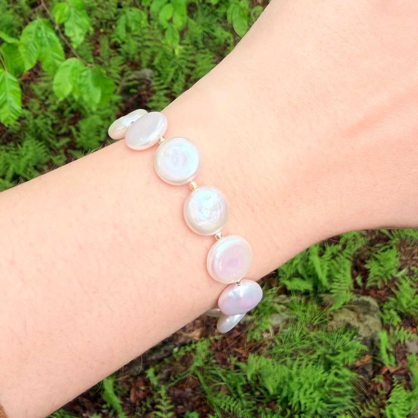 Baroque coin pearl  bracelet