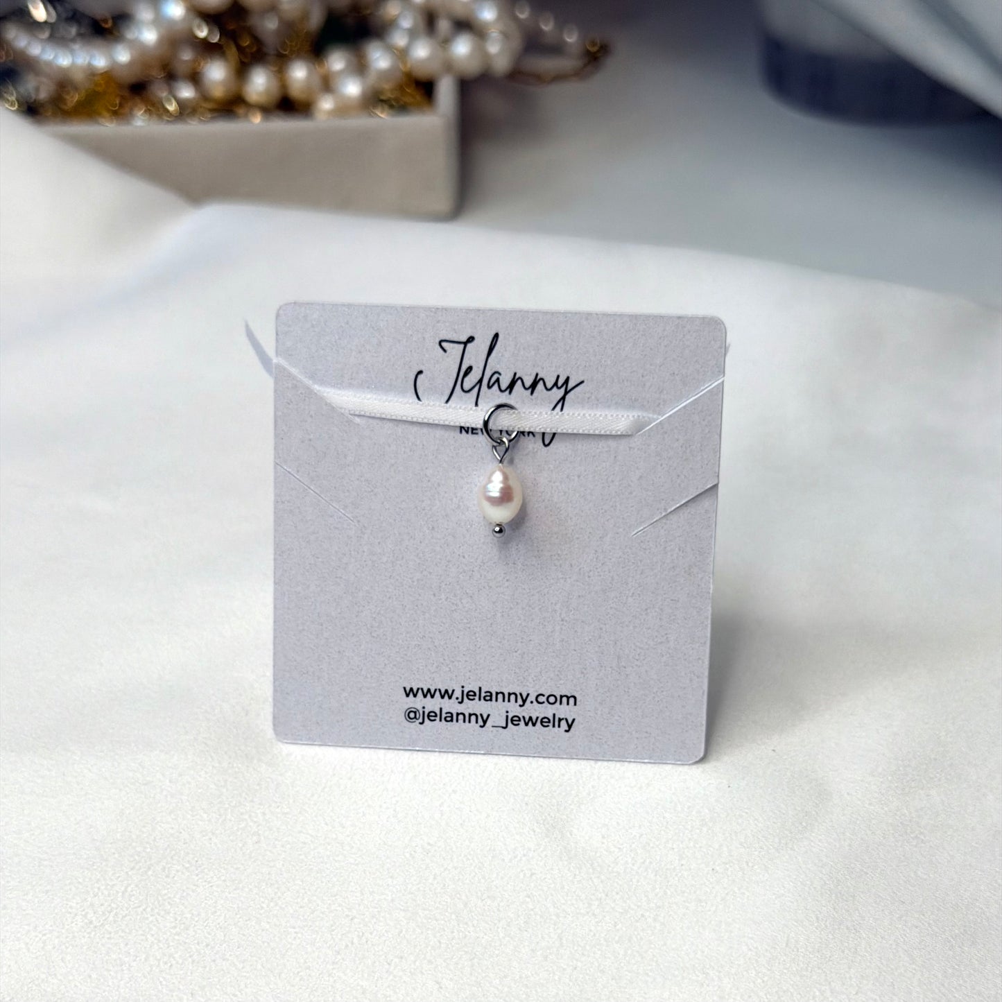 Rice pearl charm 1 pc (silv)