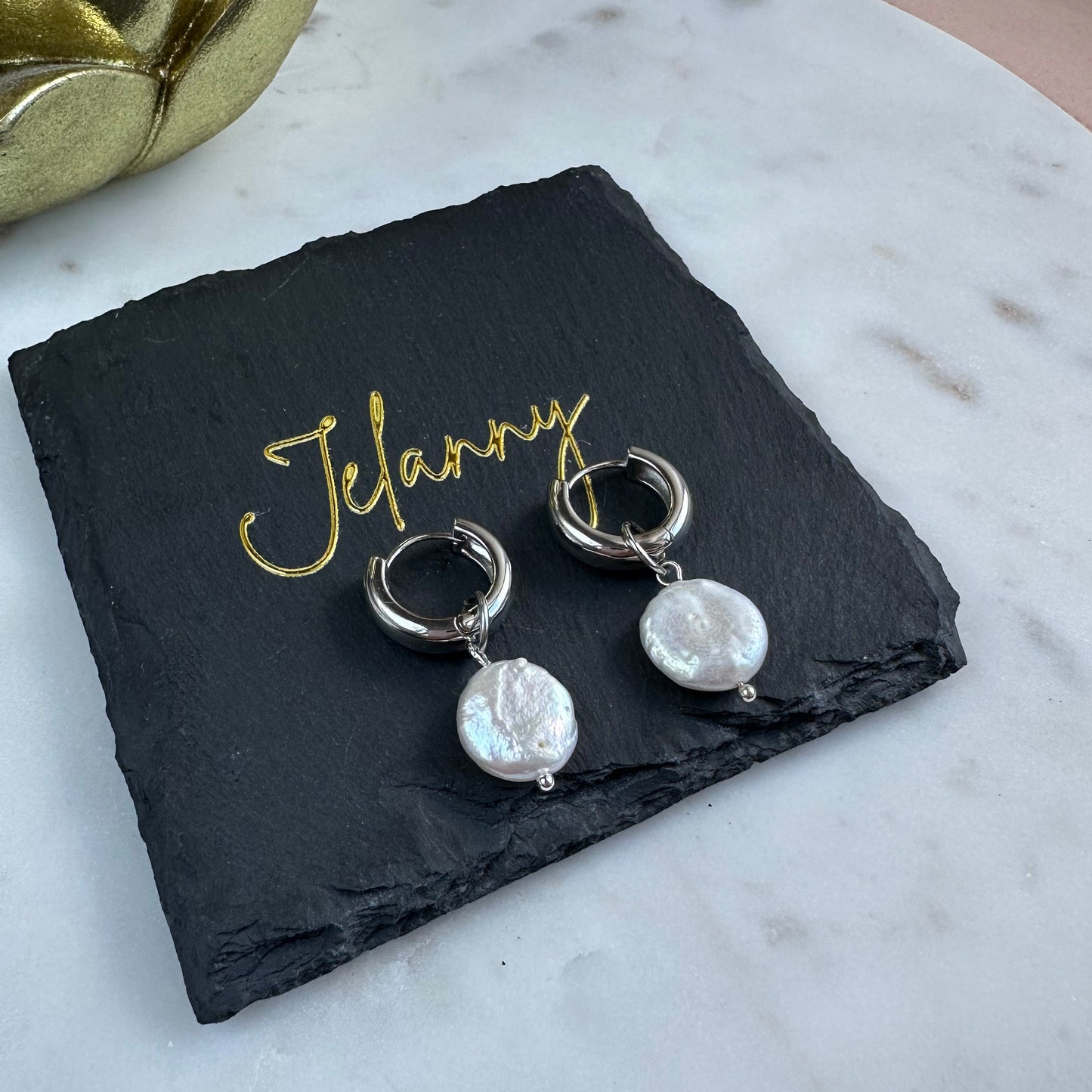 Silver Coin Pearl Interchangeable Pendant Earrings – Minimalist Pearl Jewelry Gift