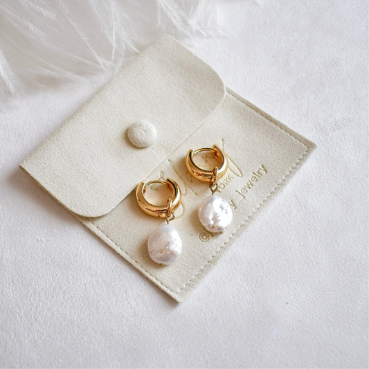 Earrings with coin pearl (gold plated)