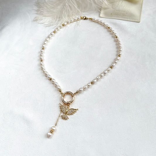 Necklace with paradise bird pendant (gold plated)