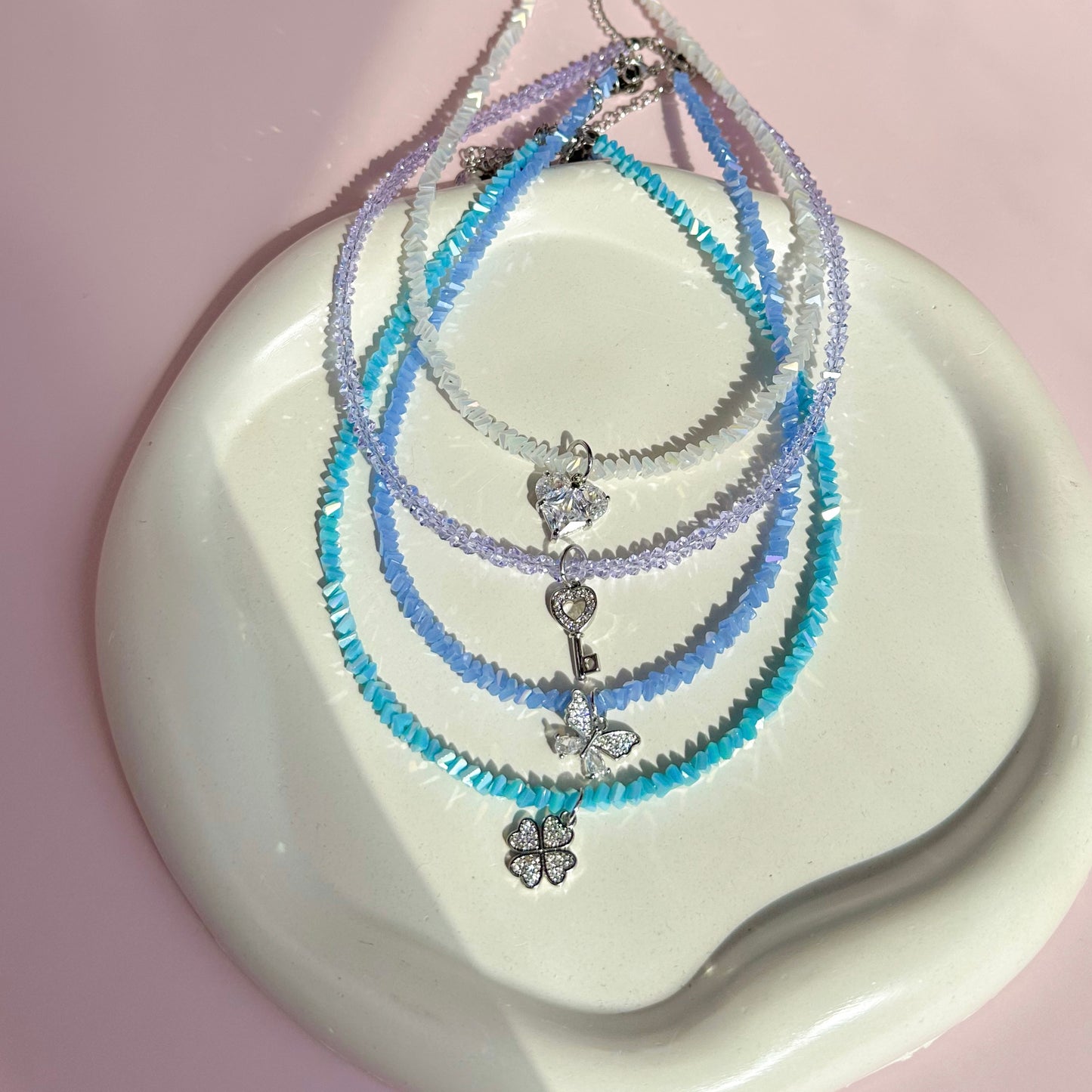 Triangle crystal beads chokers
