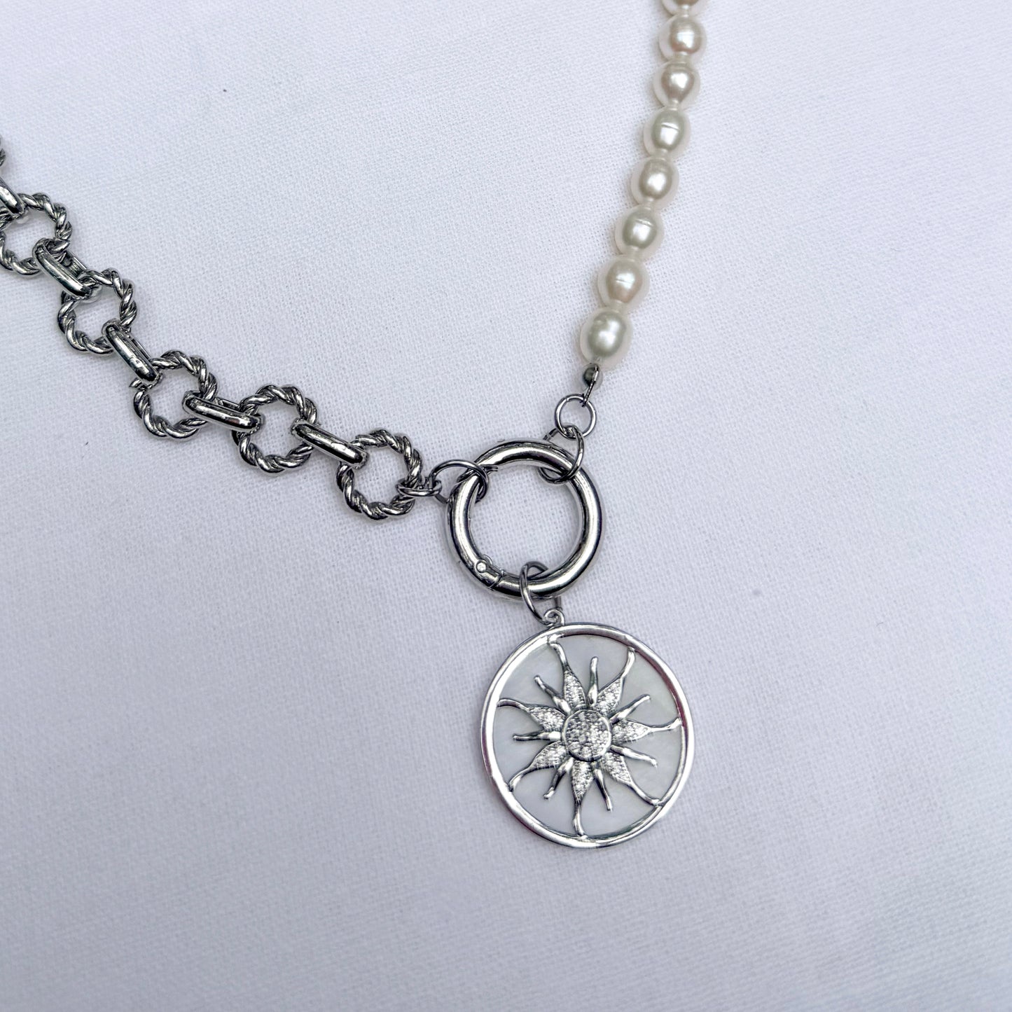 Necklace with front clasp + Sun interchangeable charm