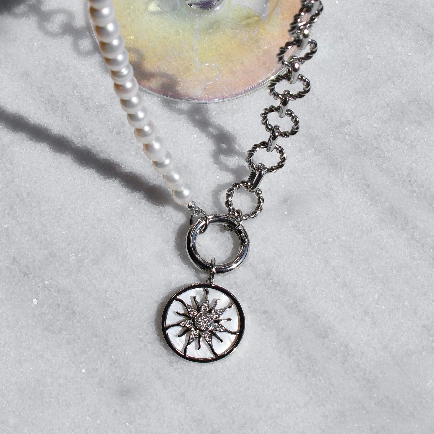 Necklace with front clasp + Sun interchangeable charm