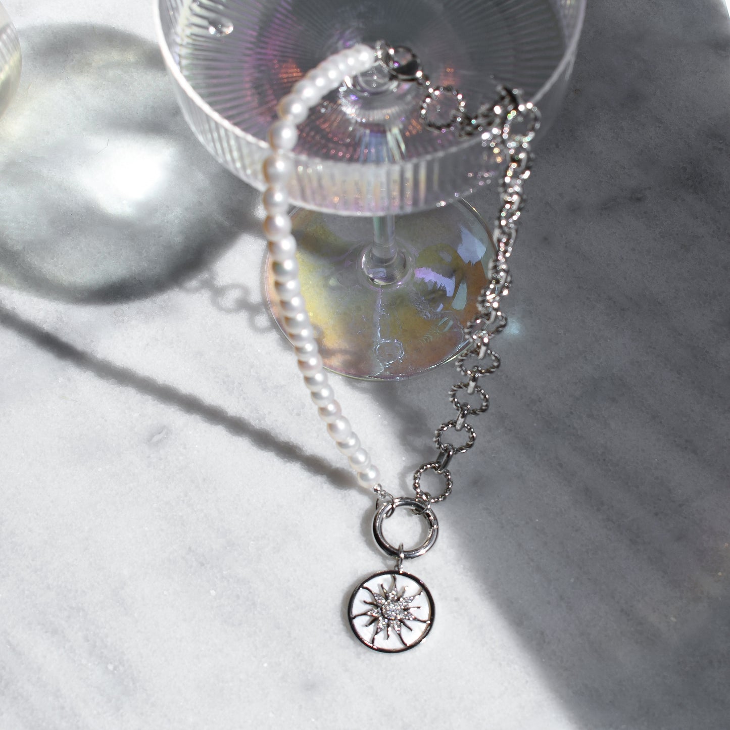 Necklace with front clasp + Sun interchangeable charm