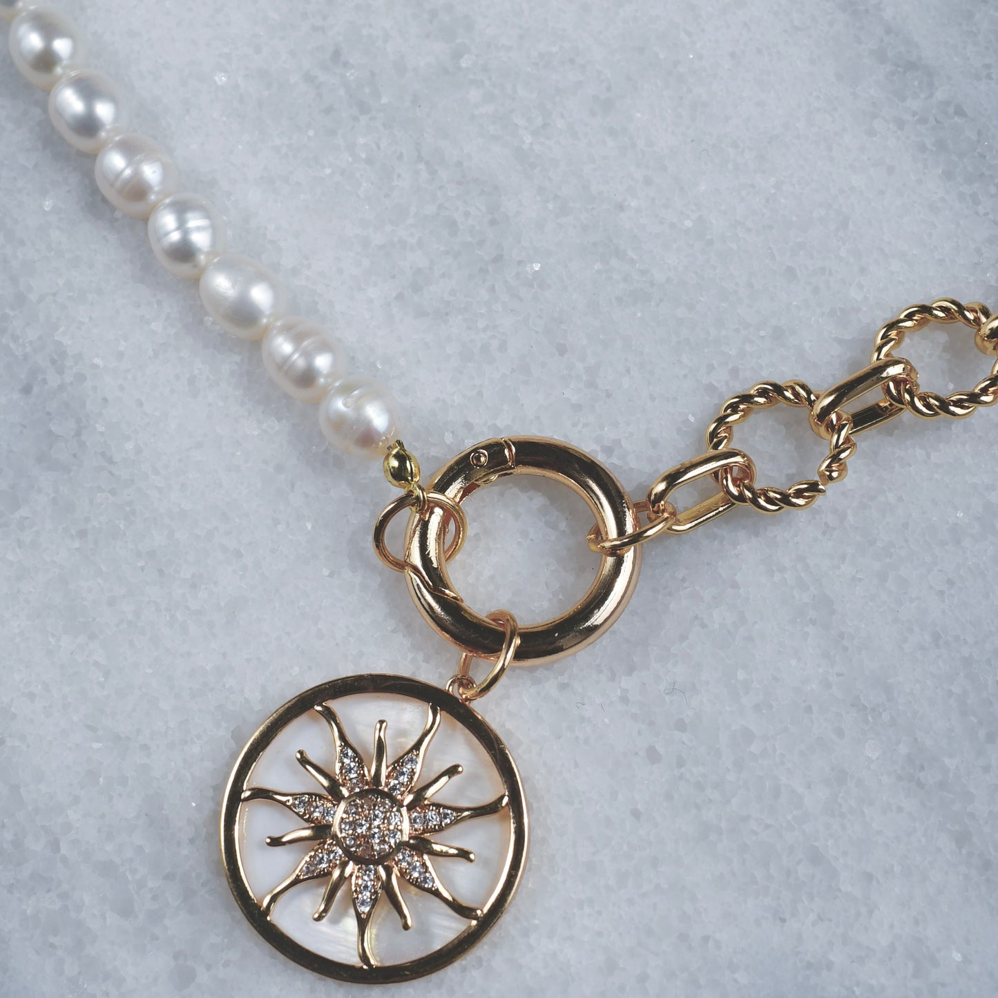 Necklace with front clasp + Sun interchangeable charm