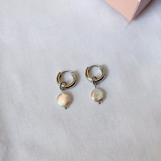 Silver Coin Pearl Interchangeable Pendant Earrings – Minimalist Pearl Jewelry Gift