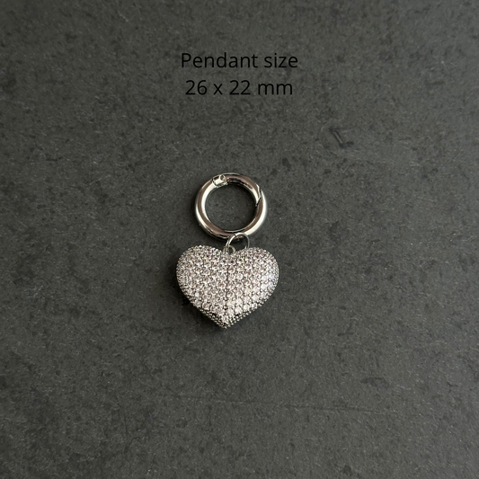 Necklace charm (large crystal heart)