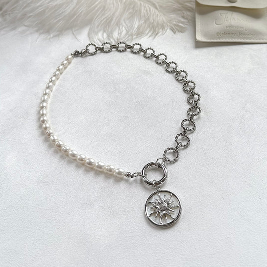 Necklace with front clasp + Sun interchangeable charm