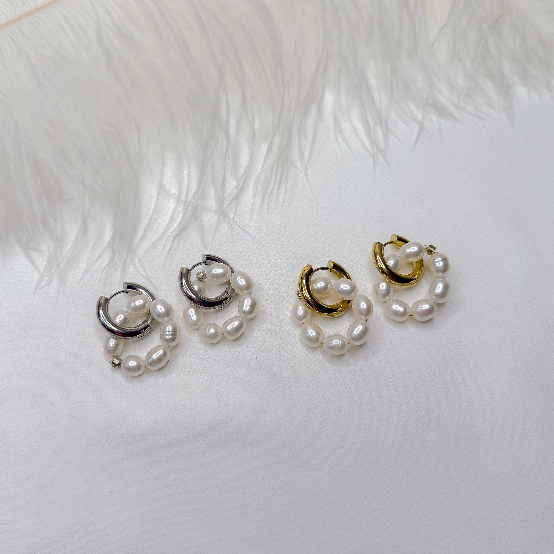 pearl hoop earrings with interchangeable charms minimalist pearl jewelry