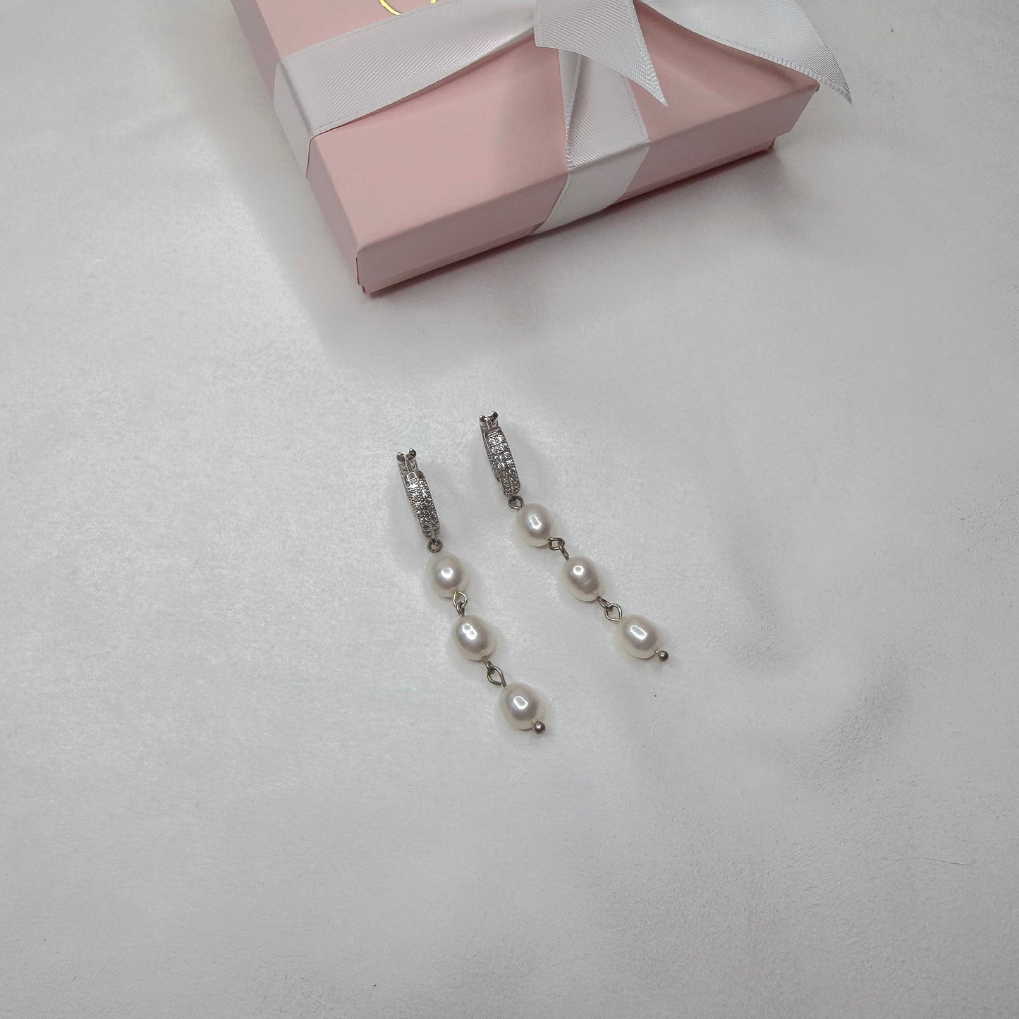 Dangle pearl earrings gold and silver finish modern pearl jewelry handmade