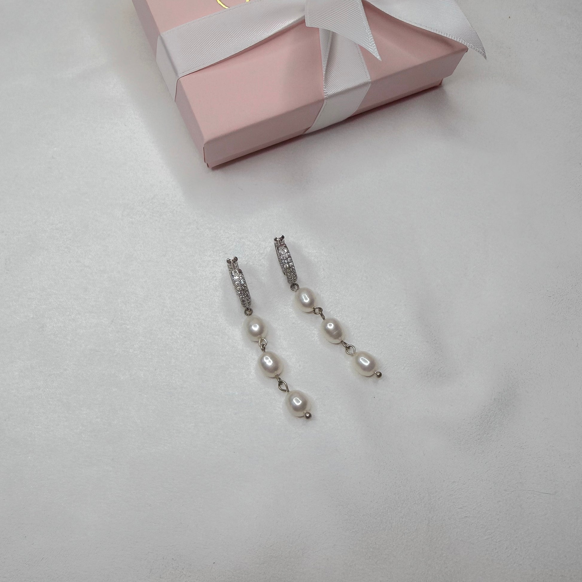 Dangle pearl earrings gold and silver finish modern pearl jewelry handmade