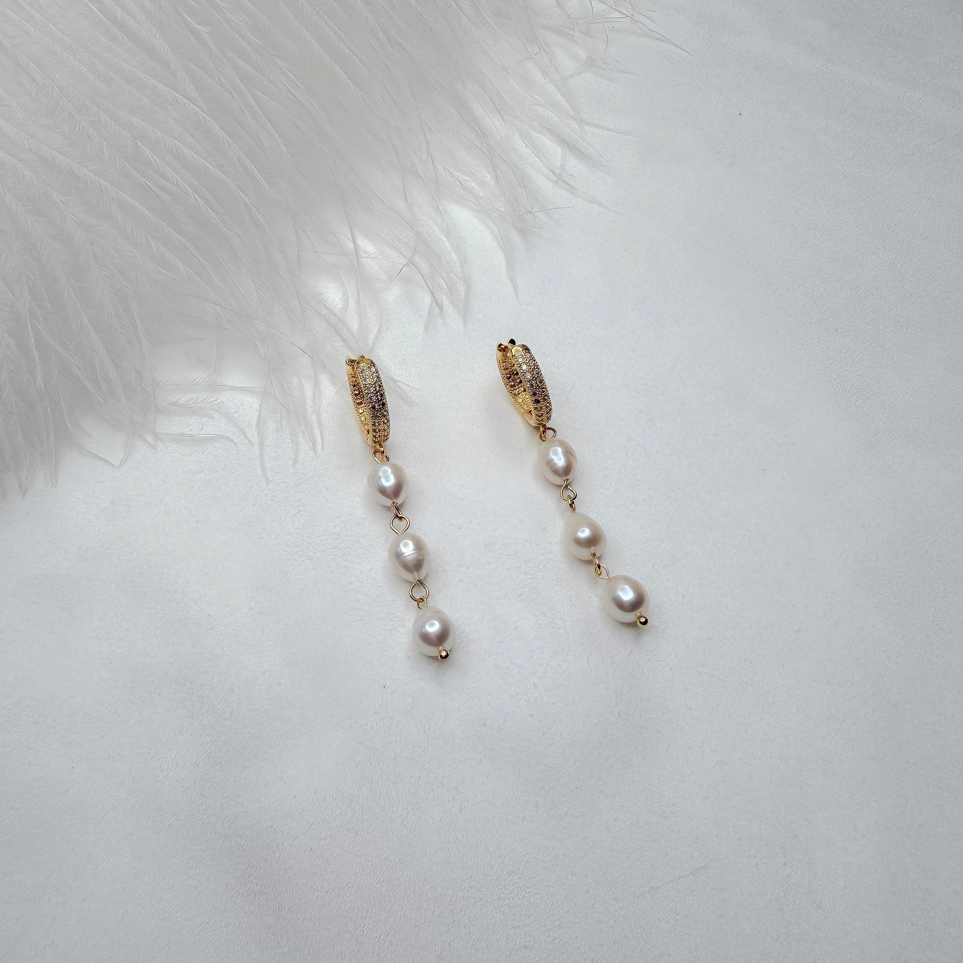 Pearl crystal earrings handmade pearl jewelry gift ready elegant pearl earrings